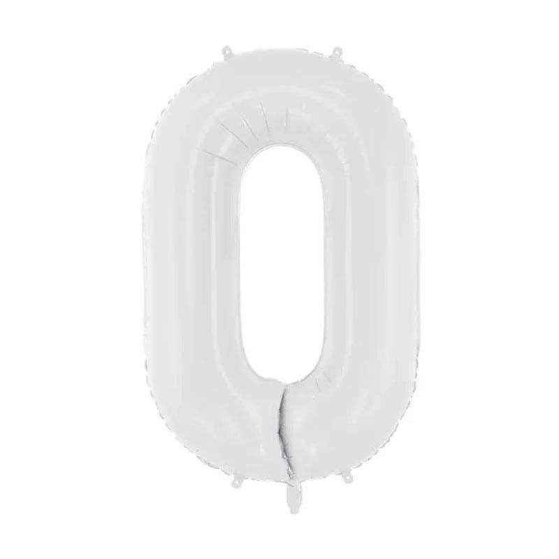 Ballon Chiffre 0 Zéro – Aluminium Blanc – 86 cm