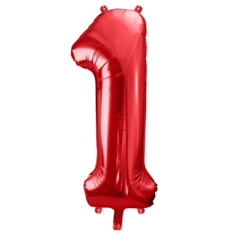 Ballon Chiffre 1 Un – Aluminium Rouge Brillant – 86 cm