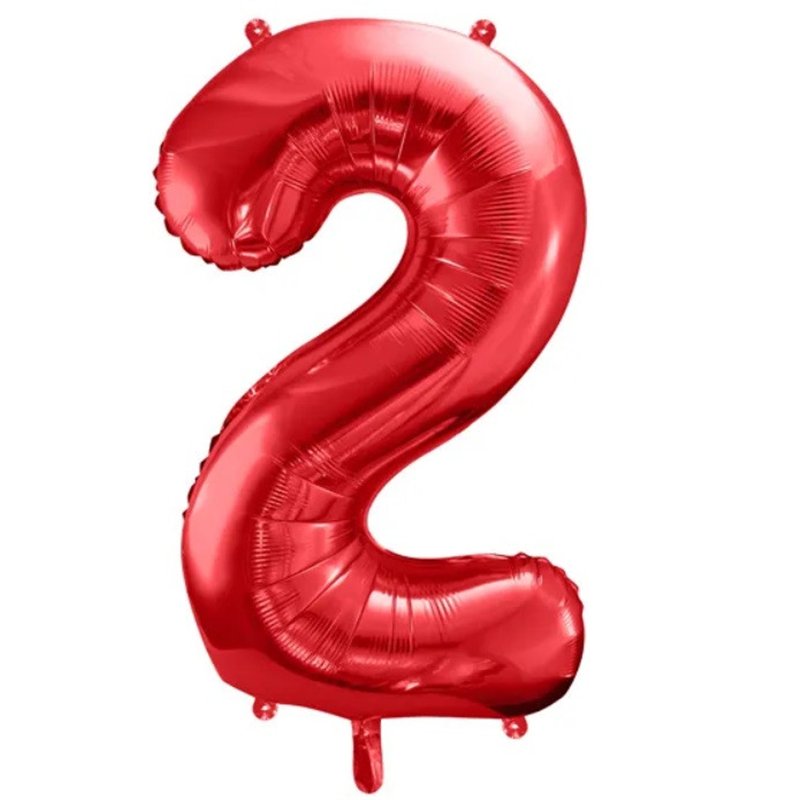 Ballon Chiffre 2 Deux – Aluminium Rouge Brillant – 86 cm
