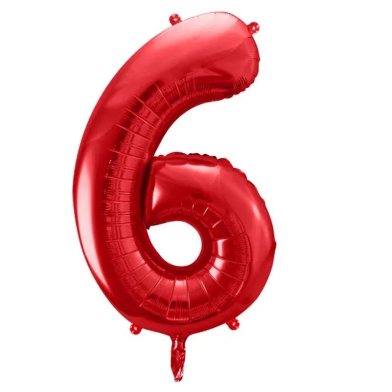 Ballon Chiffre 6 Six – Aluminium Rouge Brillant – 86 cm