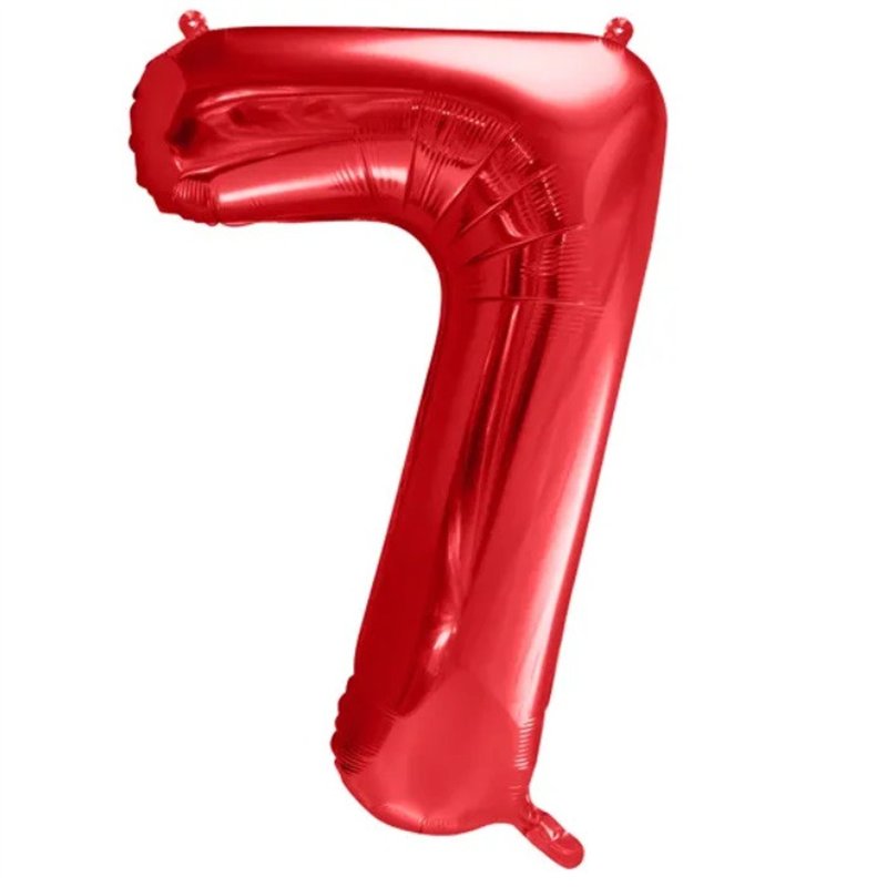 Ballon Chiffre 7 Sept – Aluminium Rouge Brillant – 86 cm
