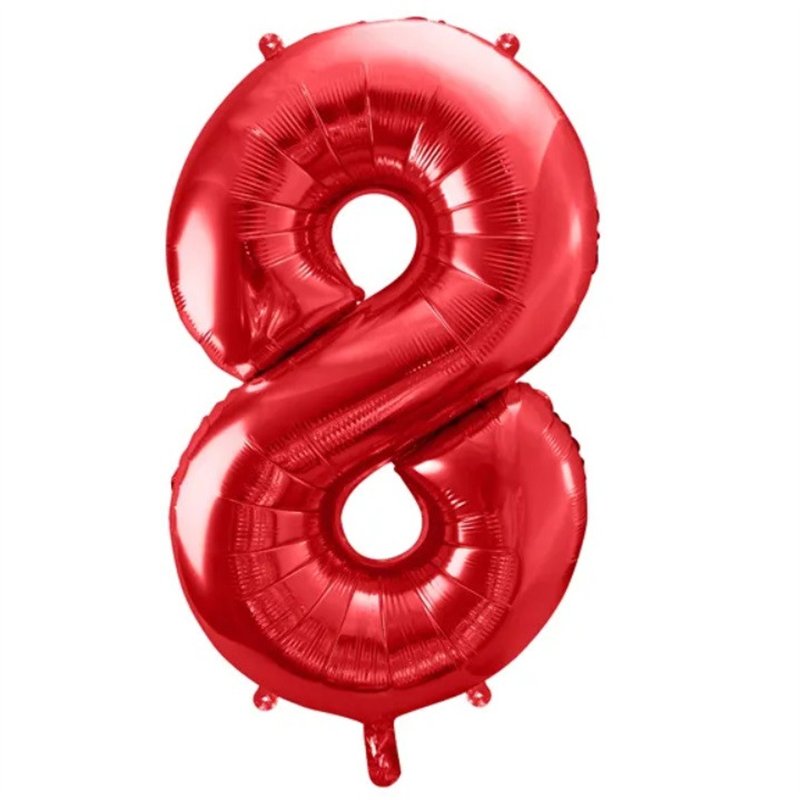 Ballon Chiffre 8 Huit – Aluminium Rouge Brillant – 86 cm