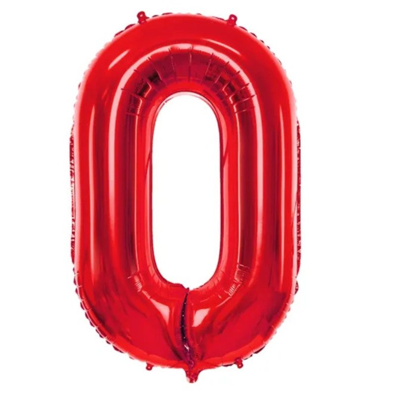 Ballon Chiffre 0 Zéro – Aluminium Rouge Brillant – 86 cm