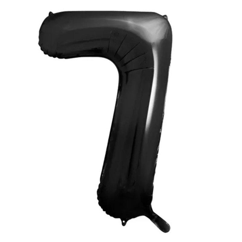 Ballon Chiffre 7 Sept – Aluminium Noir Brillant – 86 cm