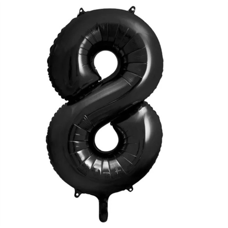 Ballon Chiffre 8 Huit – Aluminium Noir Brillant – 86 cm
