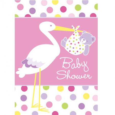 Invitation Baby Shower Cigogne Rose Naissance