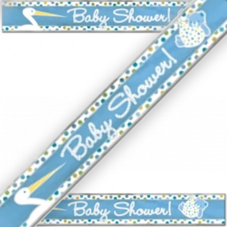 Banderole Baby Shower Cigogne Bleue Naissance