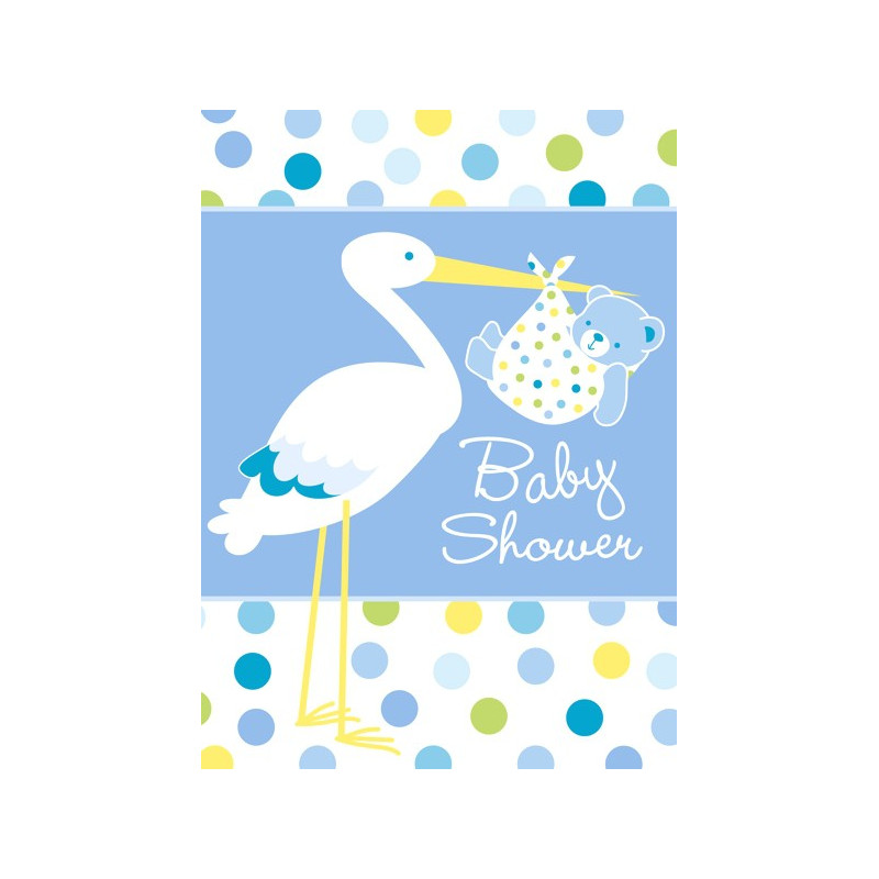 Invitation Baby Shower Cigogne Bleue Naissance