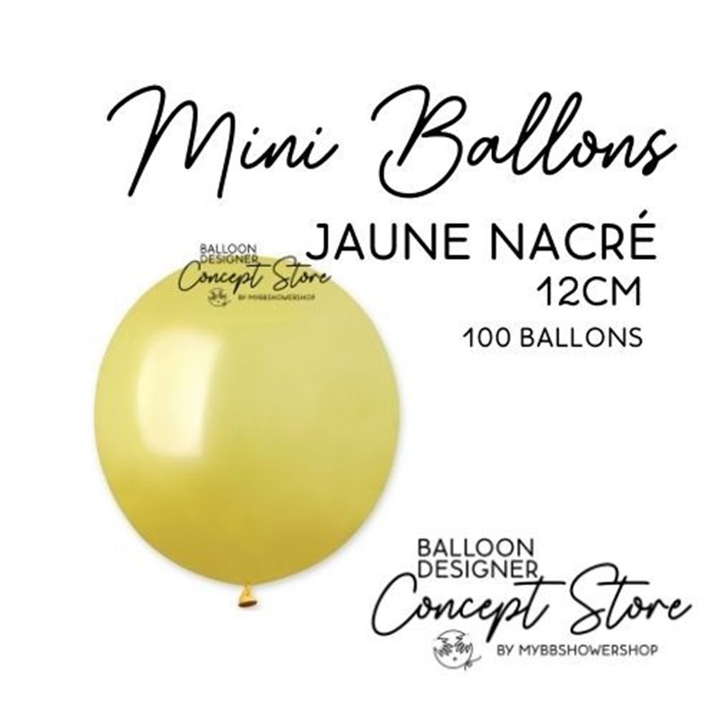 Mini Ballons Latex 5" – 12 cm Jaune Nacré