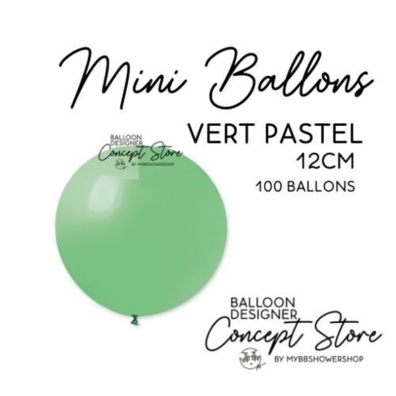 Mini Ballons Latex 5" – 12 cm Vert Pastel