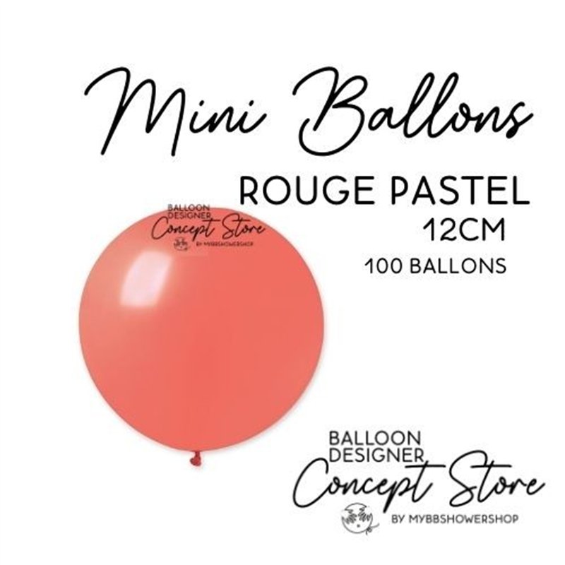 Mini Ballons Latex 5" – 12 cm Rouge Pastel