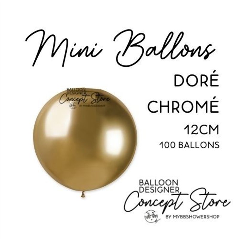 Mini Ballons Latex 5" – 12 cm Doré Chromé