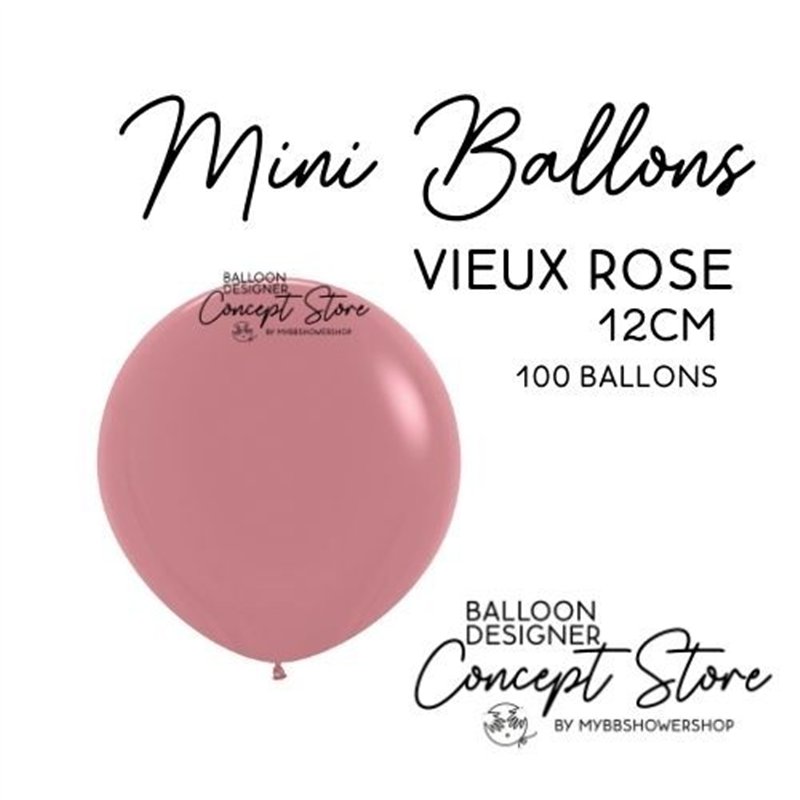 Mini Ballons Latex 5" – 12 cm Vieux Rose