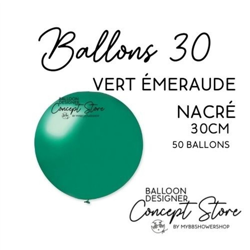 Ballons Latex 11" – 30 cm Vert Émeraude Nacré