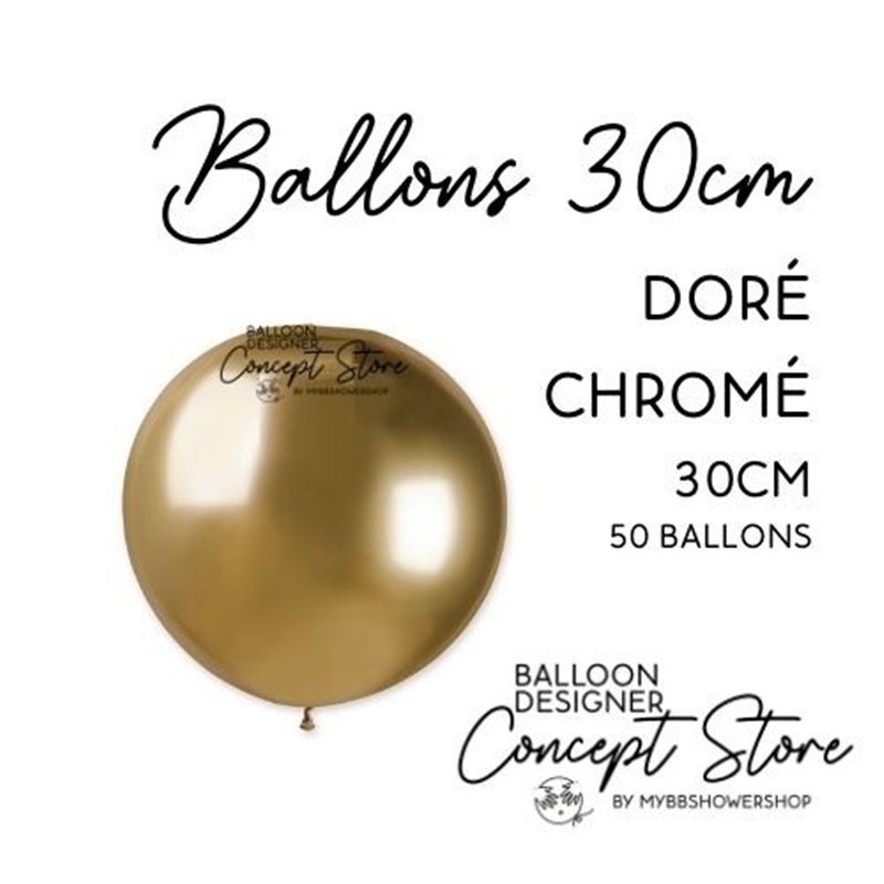 Ballons Latex 11" – 30 cm Doré Chromé