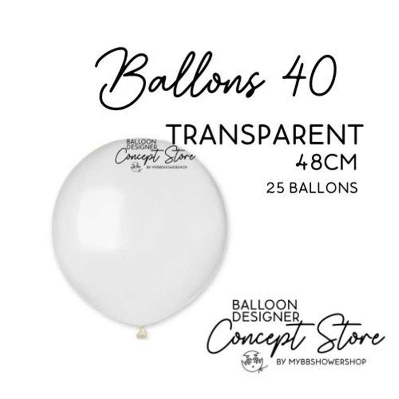 Ballons Latex 19" – 40 à 48 cm Transparent