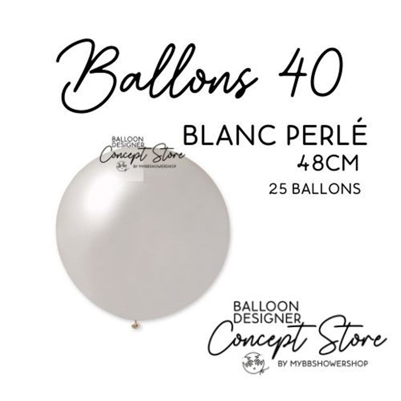 Ballons Latex 19" – 40 à 48 cm Blanc Perlé