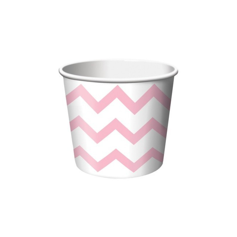 Petits Pots Contenants Chevron rose clair et blanc