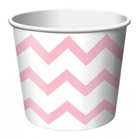 Petits Pots Contenants Chevron rose clair et blanc