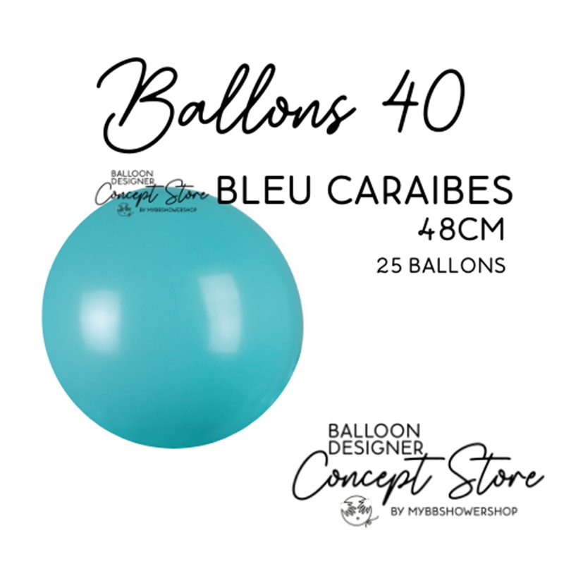 Ballons Latex 19" – 40 à 48 cm Bleu Caraibes