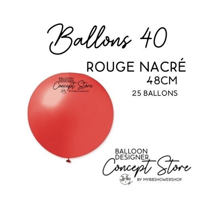 Ballons Latex 19" – 40 à 48 cm Rouge Nacré
