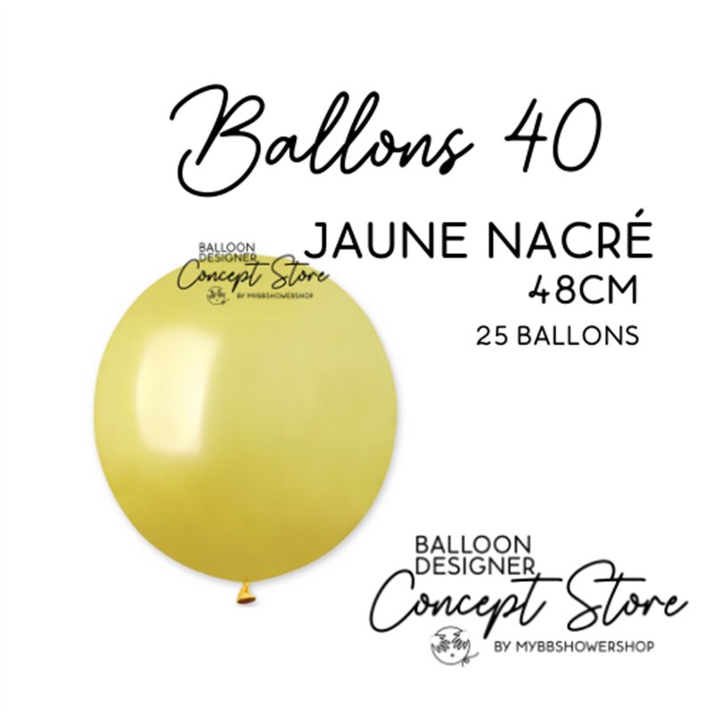 Ballons Latex 19" – 40 à 48 cm Jaune Nacré