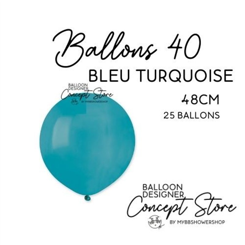 Ballons Latex 19" – 40 à 48 cm Bleu Turquoise