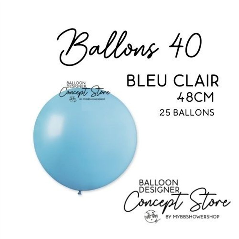 Ballons Latex 19" – 40 à 48 cm Bleu Pastel