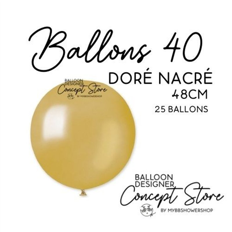Ballons Latex 19" – 40 à 48 cm Doré Nacré