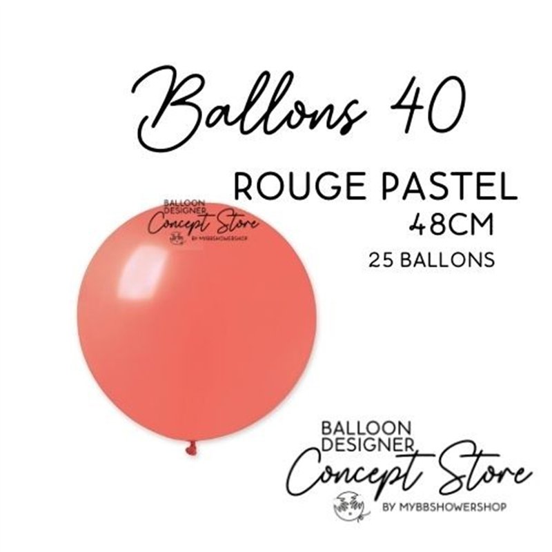 Ballons Latex 19" – 40 à 48 cm Rouge Pastel