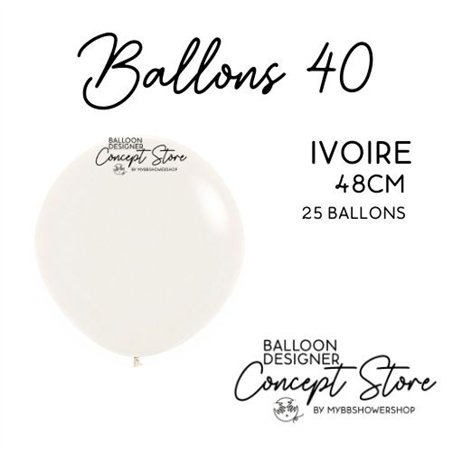 Ballons Latex 19" – 40 à 48 cm Ivoire