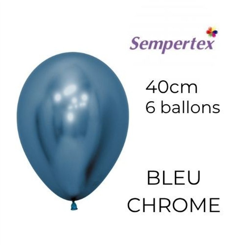Ballons 18" – Bleu Chromé – Lot de 6 – Sempertex