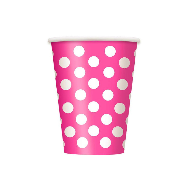 Gobelets Verres Rose à Pois Blanc Vaisselle Carton