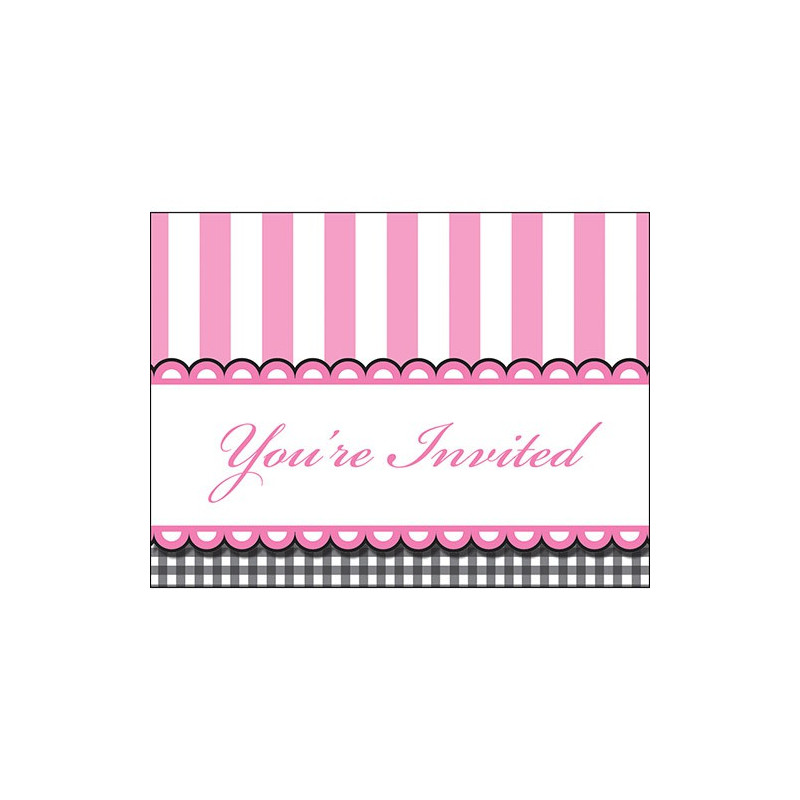 Invitation A Thème Rose Blanc et Noir Rétro