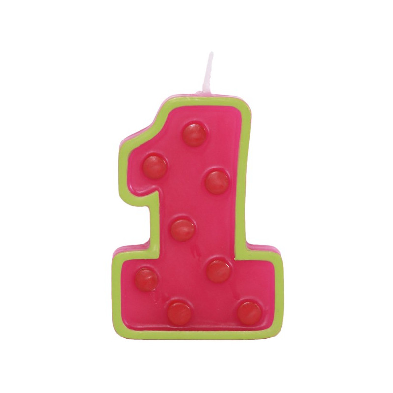 Bougie Chiffre 1 An Rose A Pois