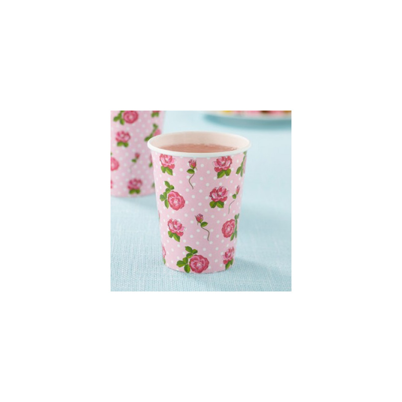 Verres Liberty Rose à Fleur rose clair et pois blanc