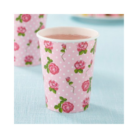 Verres Liberty Rose à Fleur rose clair et pois blanc