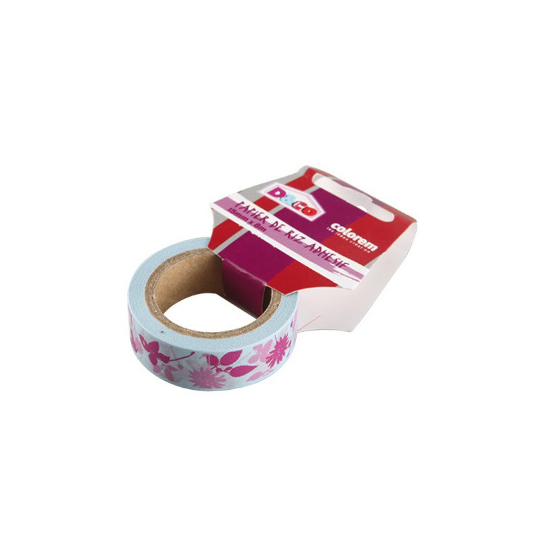 Masking Tape Bleu et Rose avec Fleurs