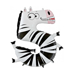 Ballon Géant Alu Animal Chiffre 5 Ans Zèbre Anniversaire