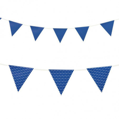 Banderole à Fanions Bleu de Fête à Pois Blanc