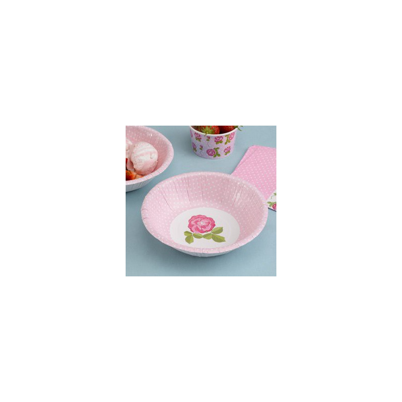 Assiettes de Présentation Bol Liberty Rose à Fleur rose clair et pois blanc