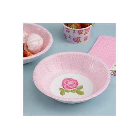 Assiettes de Présentation Bol Liberty Rose à Fleur rose clair et pois blanc