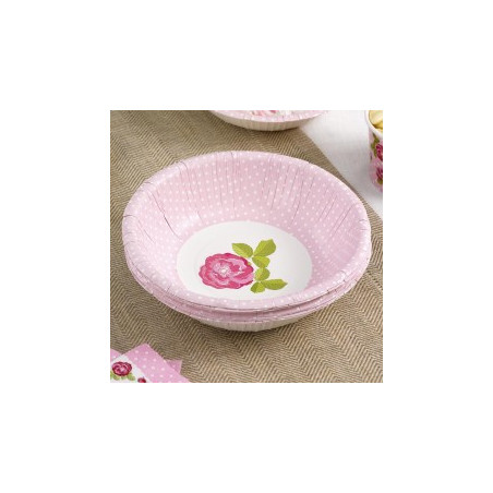 Assiettes de Présentation Bol Liberty Rose à Fleur rose clair et pois blanc