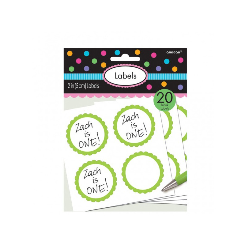 20 Autocollants Sweet Table Vert et Blanc