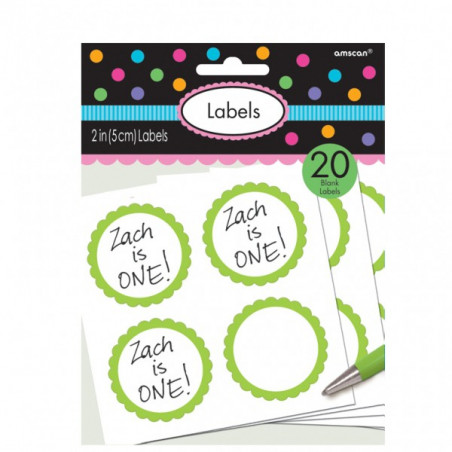 20 Autocollants Sweet Table Vert et Blanc