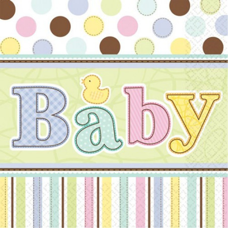 36 serviettes en papier Baby Shower Pastel