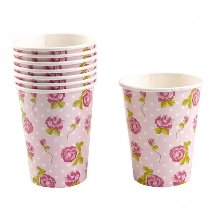 Verres Liberty Rose à Fleur rose clair et pois blanc