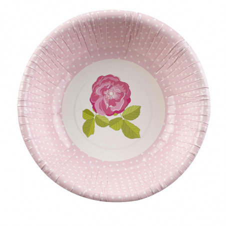 Assiettes de Présentation Bol Liberty Rose à Fleur rose clair et pois blanc