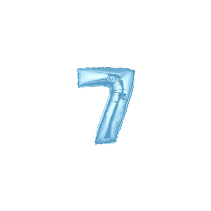 ballon géant alu chiffre 7 sept bleu clair fête d'anniversaire