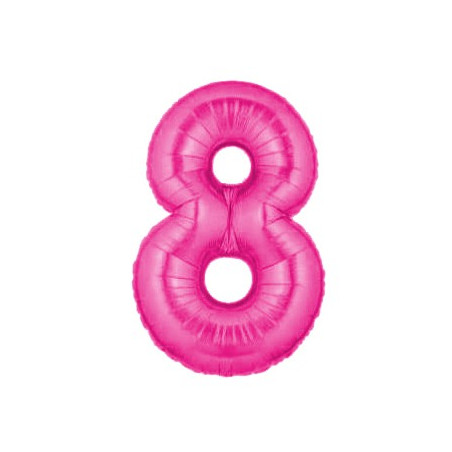 Ballon Géant Alu Rose Fushia 8 Ans Fête d'Anniversaire